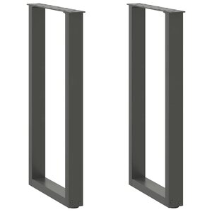 vidaXL Pieds de table console en U  2 pièces  anthracite  38 x (72-73) cm  acier