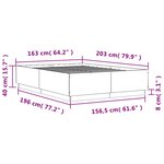 vidaXL Cadre de lit sans matelas gris béton 160x200 cm