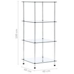 vidaXL Étagère 4 niveaux Transparent 40x40x100 cm Verre trempé
