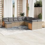 vidaXL Salon de jardin 11 Pièces avec coussins beige résine tressée