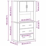 vidaXL Haut de buffet Chêne noir 80 x 33 x 150 cm Bois d'ingénierie