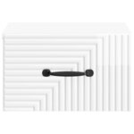 vidaXL Cabinet de chevet mural 2 Pièces Blanc brillant 34 5 x 33 x 20 cm