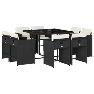 vidaXL Ensemble à manger de jardin 9Pièces coussins noir résine tressée