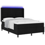 vidaXL Lit à ressort LED avec matelas Noir 140 x 190 cm tissu