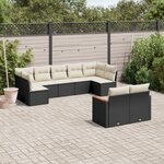 vidaXL Salon de jardin 9 Pièces avec coussins noir résine tressée
