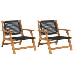 vidaXL Chaises de jardin 2 Pièces noires 76x67x73.5 cm en bois massif d'acacia