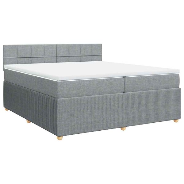 vidaXL Sommier à lattes de lit avec matelas Gris clair 200x200cm Tissu