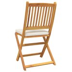 Chaises de jardin pliantes vidaXL avec coussin blanc 6 pièces en bois d'acacia massif