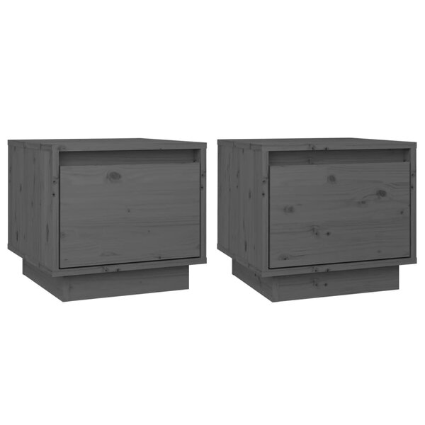 vidaXL Tables de chevet 2 Pièces Gris 35x34x32 cm Bois de pin solide