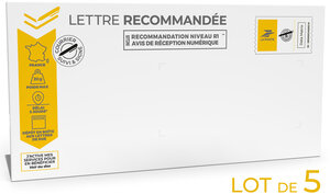 Prêt-à-Poster - Lettre Recommandée - 20g - Enveloppes en lot de 5