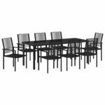 vidaXL Ensemble de salle à manger pour jardin 9 pc Noir
