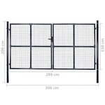 vidaXL Portail en maille Acier galvanisé 289x150 cm Gris