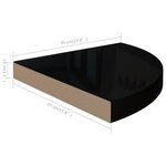 vidaXL Étagère d'angle flottante noir brillant 35x35x3 8 cm MDF