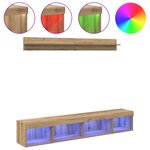 vidaXL Ensemble de meuble TV mural avec LED 5 Pièces Chêne artisanal