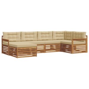 vidaXL Ensemble de canapés d'extérieur 6 pc Naturel et Beige