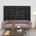 vidaXL Panneaux muraux 3D 12 Pièces 50x50 cm noir diamant 3 m²