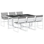 vidaXL Ensemble à manger de jardin avec coussins 7 Pièces blanc textilène