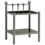 vidaXL Table de chevet Gris et noir 45x34 5x60 5 cm Métal et verre