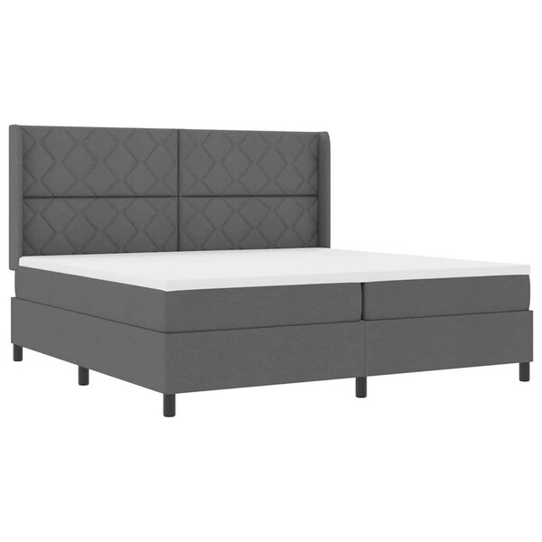 vidaXL Lit à ressorts avec matelas et LED gris foncé  200x200 cm en tissu