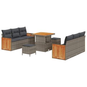 vidaXL Ensemble de canapé de jardin avec coussin 9 Pièces Gris