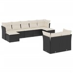 vidaXL Salon de jardin 9 Pièces avec coussins noir résine tressée