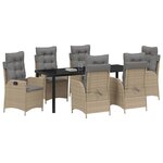 vidaXL Ensemble de salle à manger pour jardin 7 Pièces Beige polyrotin