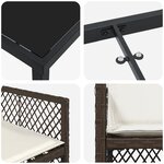 Ensemble de salle à manger de jardin 5 pièces avec coussins en osier poly marron