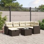 vidaXL Salon de jardin avec coussins 7 Pièces marron résine tressée