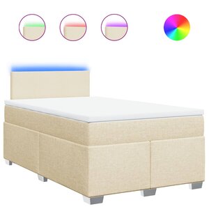 vidaXL Sommier à lattes de lit avec matelas Crème 120x200 cm Tissu