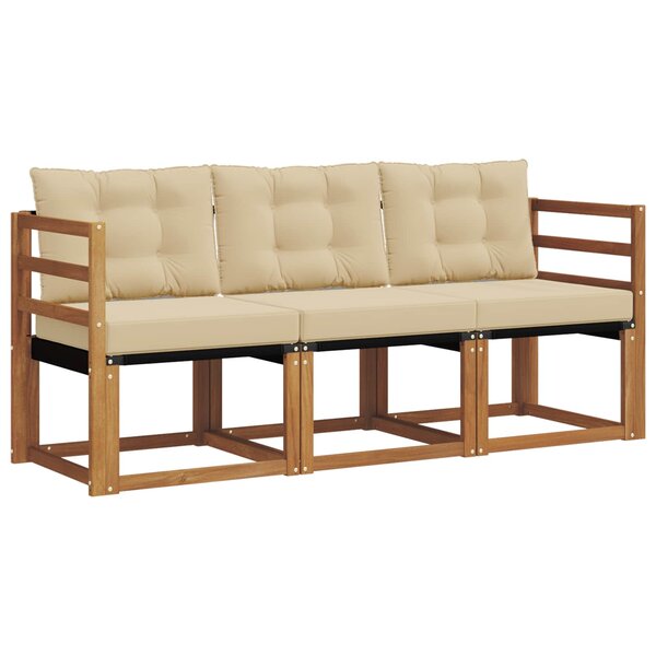 vidaXL Ensemble de canapés d'extérieur 3 Pièces Naturel et Beige