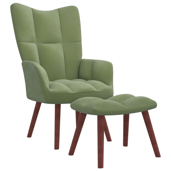 vidaXL Chaise de relaxation avec repose-pied Vert clair Velours