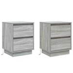 vidaXL Cabinet de chevet avec tiroir 2 Pièces Gris 39 x 34 5 x 50 cm