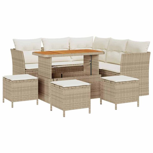 vidaXL Ensemble de canapé de jardin avec coussin 9 Pièces beige et crème