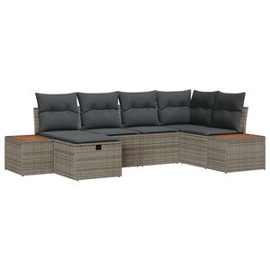 vidaXL Ensemble de canapé de jardin avec coussin 6 Pièces Gris Poly rotin