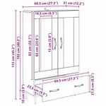 vidaXL Haut Armoire Chêne noir 69 5 x 31 x 115 cm Bois d'ingénierie