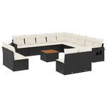 vidaXL Salon de jardin avec coussins 14 Pièces noir résine tressée
