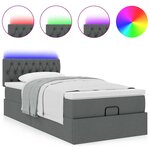 vidaXL Lit ottoman avec matelas et LED Gris foncé 80x200cm tissu