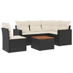 vidaXL Salon de jardin 6 Pièces avec coussins noir résine tressée
