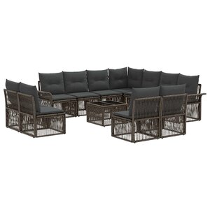 vidaXL Ensemble de canapé de jardin 12 Pièces Gris polyrotin