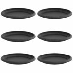 vidaXL Plateau à fleurs rond 6 Pièces Noir Ø 17 5 x 2 cm Plastique