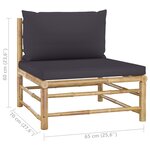 vidaXL Salon de jardin 7 Pièces avec coussins gris foncé bambou