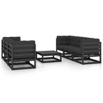 Salon de jardin meuble d'extérieur ensemble de mobilier 7 pièces avec coussins bois de pin massif 02_0017129