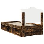 vidaXL Cadre de lit avec tête de lit Chêne fumé 90 x 200 cm Pin massif
