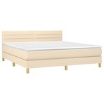 vidaXL Sommier à lattes de lit avec matelas LED Crème 160x200 cm Tissu