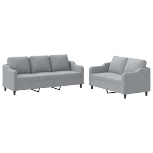vidaXL Ensemble de canapés 2 Pièces avec coussins Gris clair Tissu