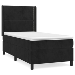 vidaXL Sommier à lattes de lit avec matelas Noir 90x200 cm Velours