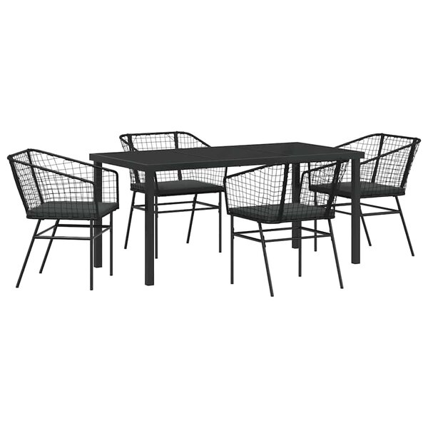 vidaXL Ensemble de salle à manger pour jardin 5 Pièces Noir polyrotin