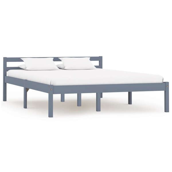 vidaXL Cadre de lit Gris Bois de pin massif 140x200 cm