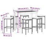 vidaXL Ensemble de bar de jardin 7 Pièces noir bois massif acacia rotin