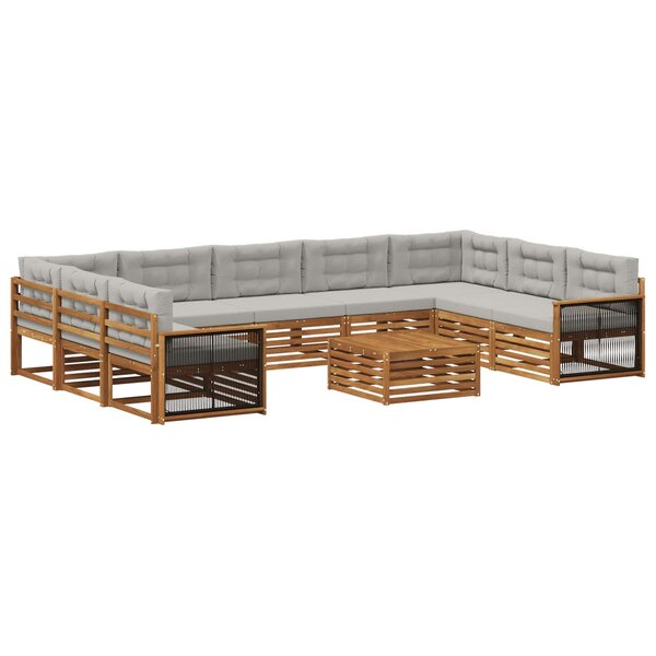 vidaXL Ensemble de canapés d'extérieur 10 pc Naturel et gris clair